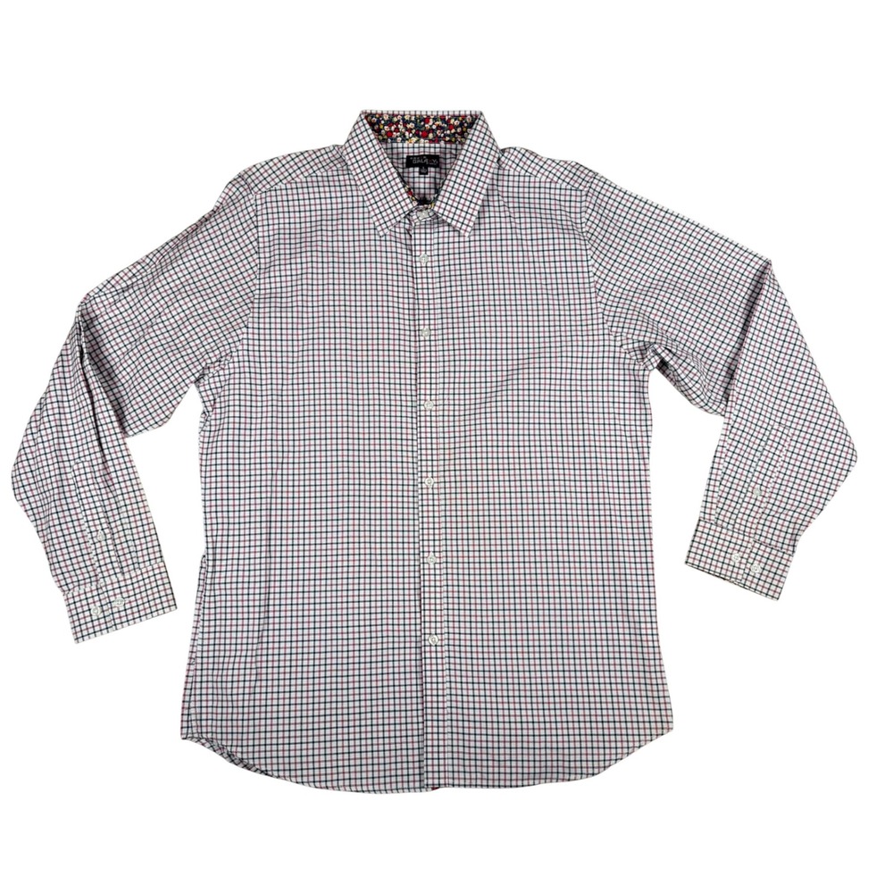 Galaxy by Harvic Mens Large Long Sleeve Tattersall Plaid Button Down Shirt L